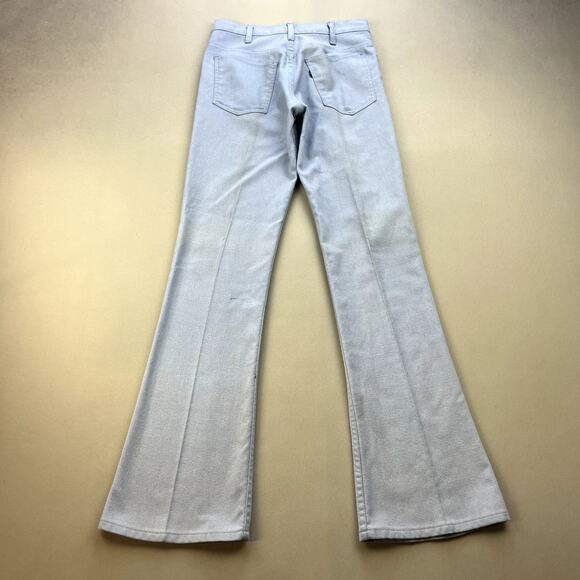 Vintage Levis Sta-Prest Pants Mens 29 Blue Chino Flare Leg Big E Dress Slack 70s - Picture 1 of 15